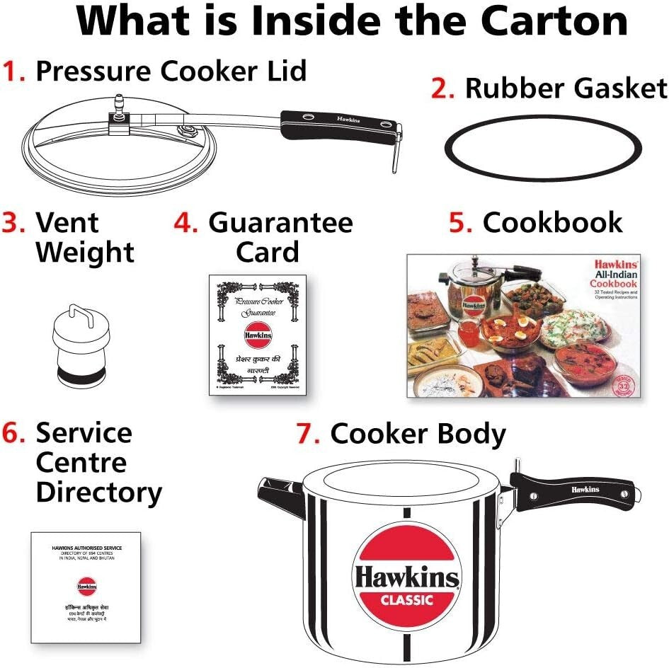 Hawkins Classic Pressure Cooker, Silver, HawCL65 6.5-Liter ?HWS_CL65_SIR
